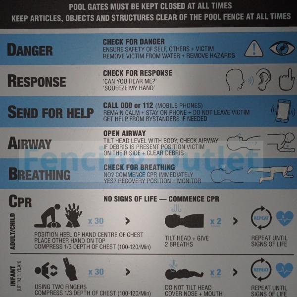 Safetech Pool safety sign CPR Chart - Fencing Outlet